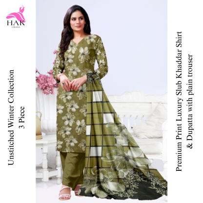 HAK Libaas Sapphire Inspired 3-Piece Slub Khaddar Suit HK-225