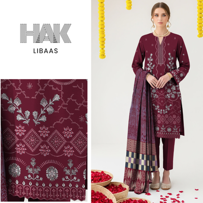 Premium Winter Dhanak Sequence Embroidered Suit - AF-203A by HAK Libaas