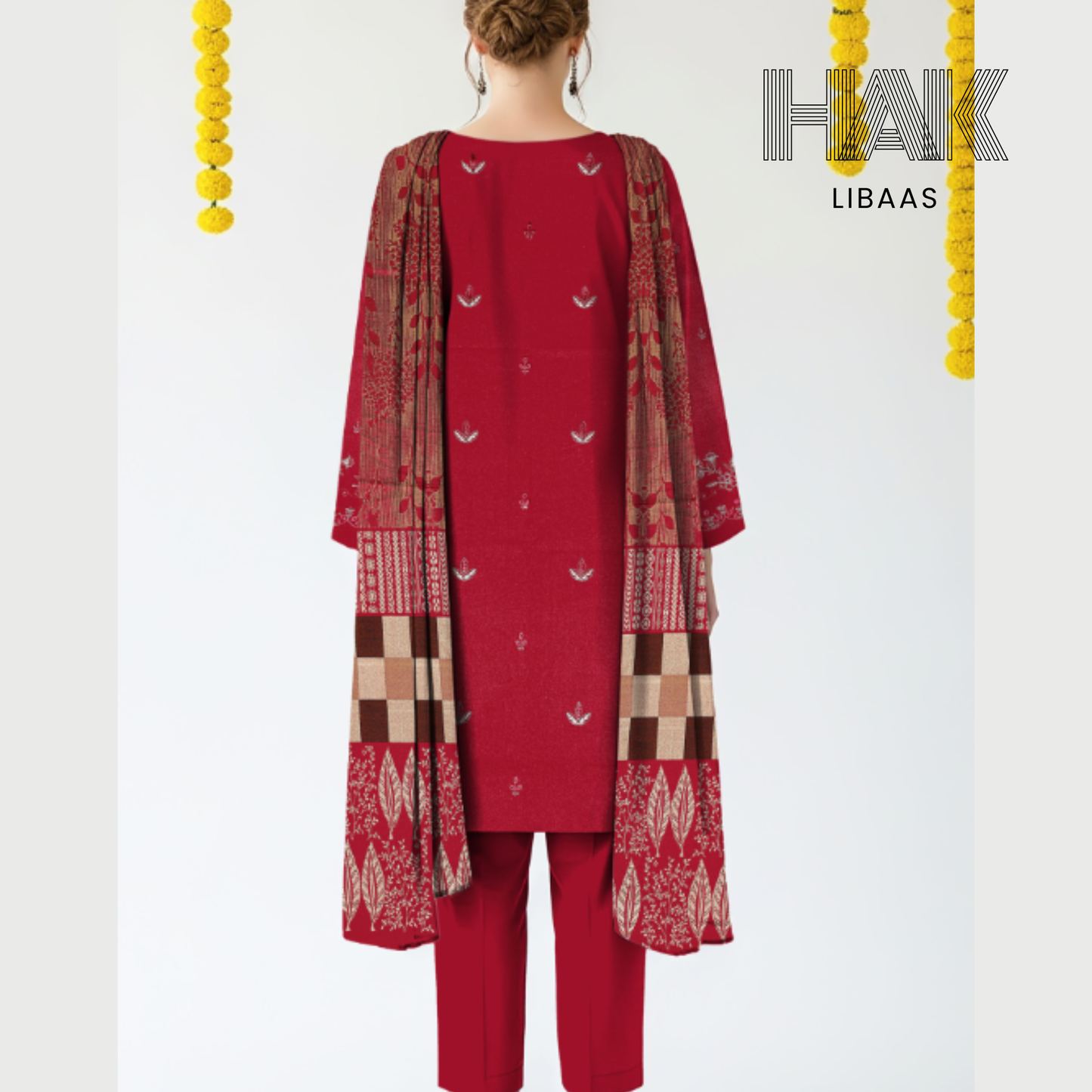 Premium Winter Dhanak Sequence Embroidered Suit – AF-203D by HAK Libaas