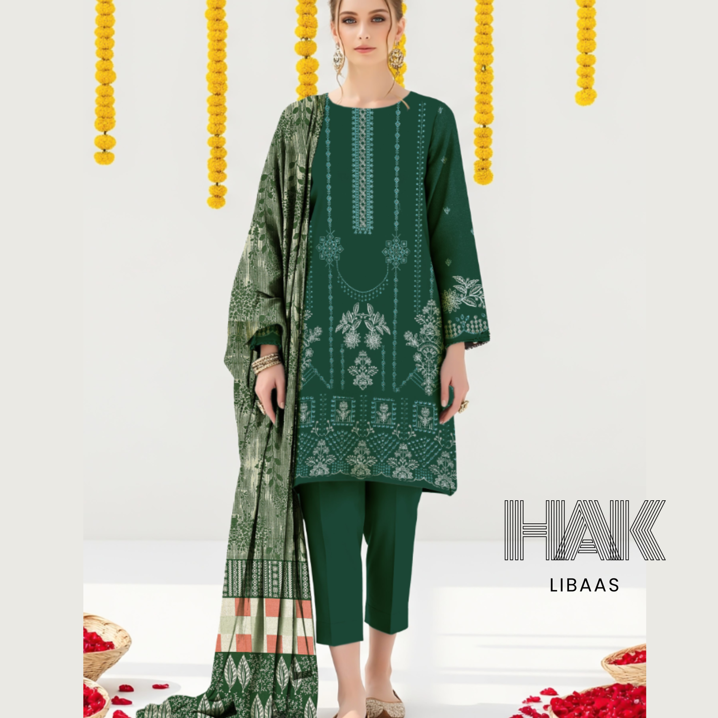 Premium Winter Dhanak Sequence Embroidered Suit – AF-203E
