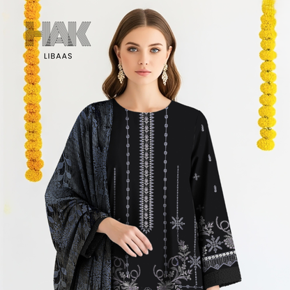 Premium Winter Dhanak Sequence Embroidered Suit – AF-203F by HAK Libaas