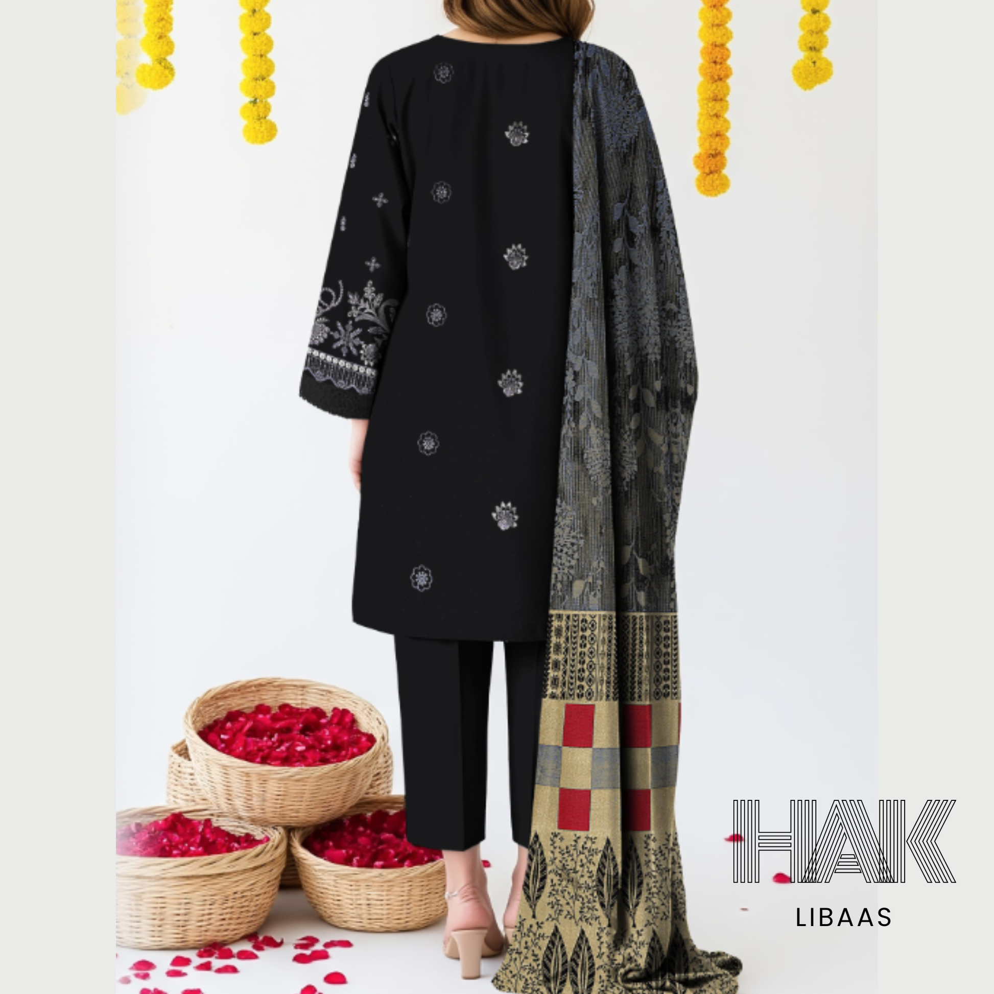 Premium Winter Dhanak Sequence Embroidered Suit – AF-203F by HAK Libaas