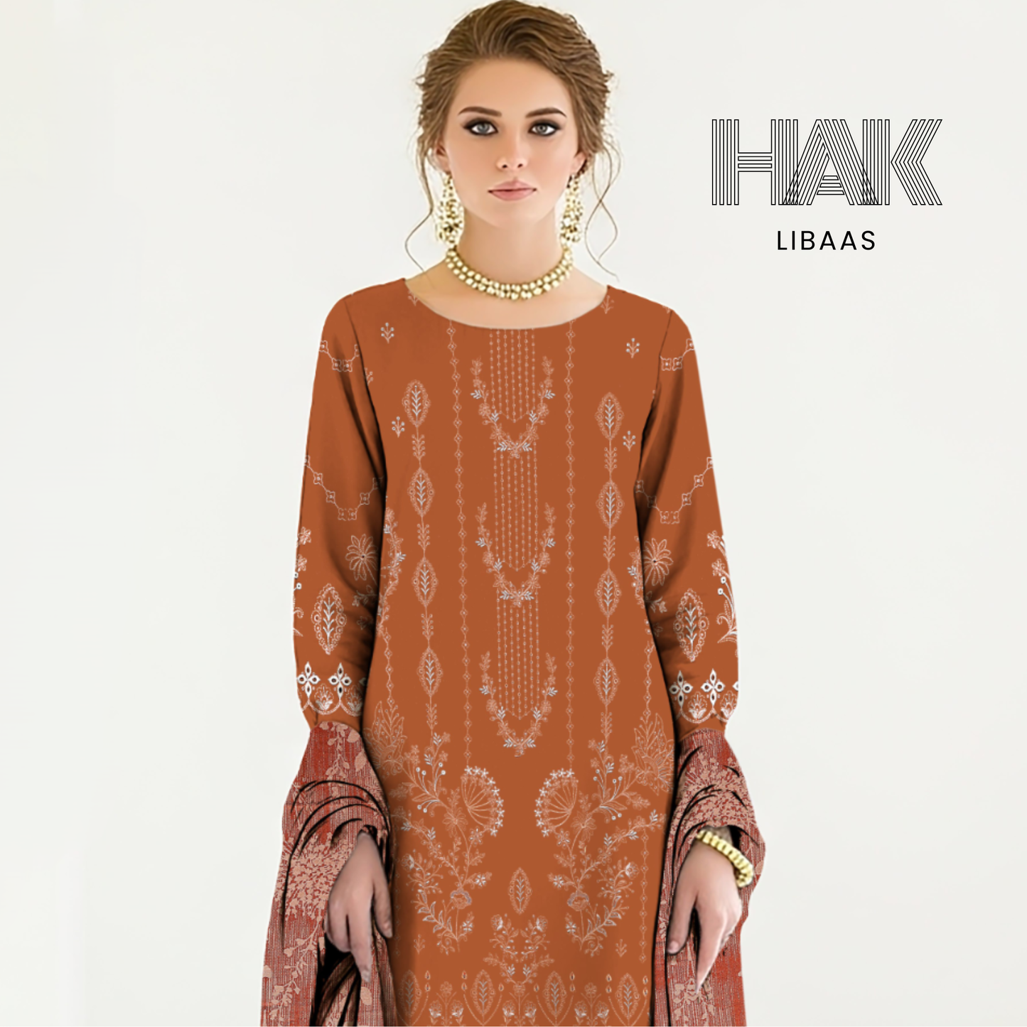 Premium Winter Dhanak Sequence Embroidered Suit – AF-203G by HAK Libaas