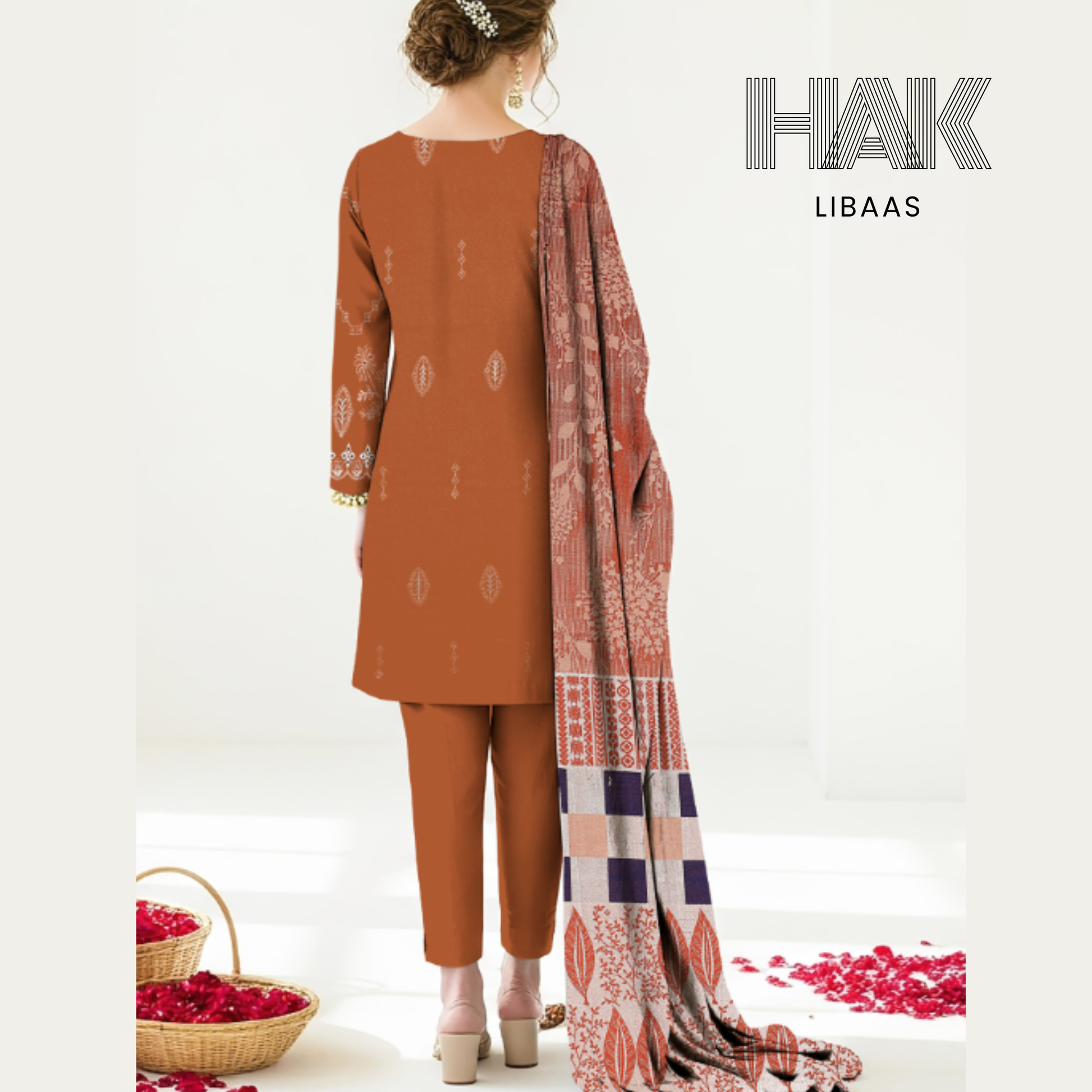 Premium Winter Dhanak Sequence Embroidered Suit – AF-203G by HAK Libaas