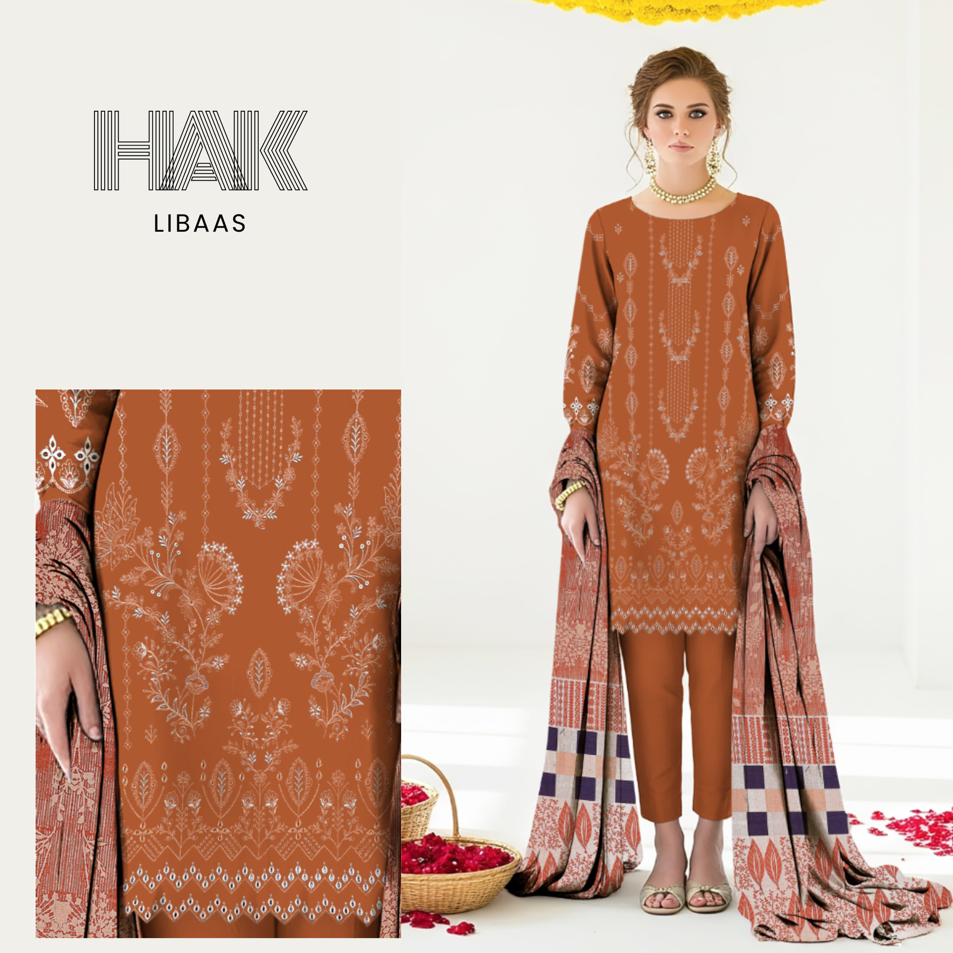 Premium Winter Dhanak Sequence Embroidered Suit – AF-203G by HAK Libaas