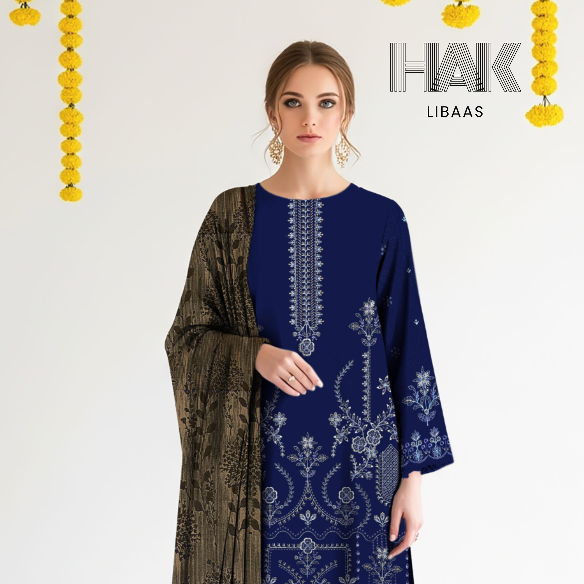 Premium Winter Dhanak Sequence Embroidered Suit – AF-203H by HAK Libaas