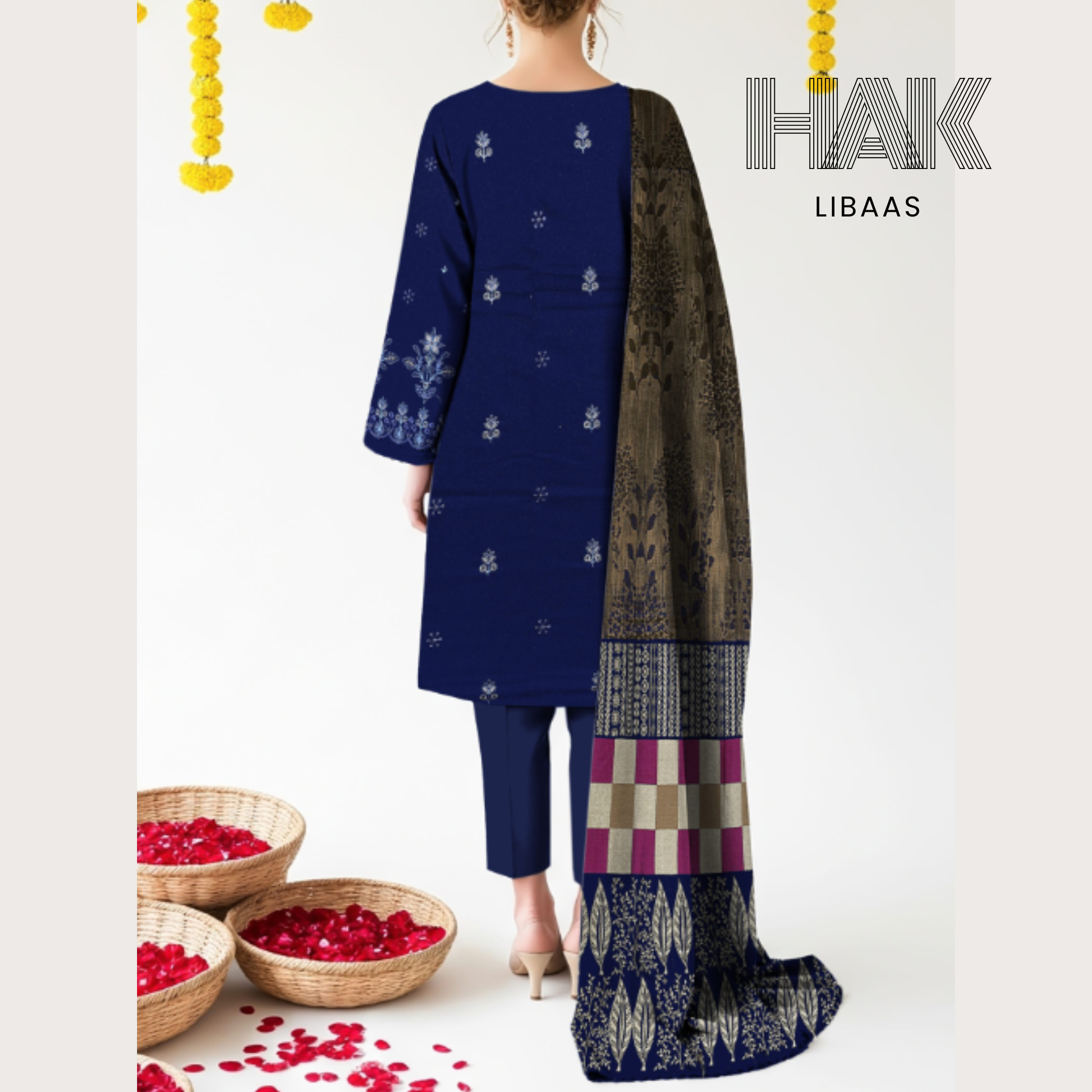 Premium Winter Dhanak Sequence Embroidered Suit – AF-203H by HAK Libaas