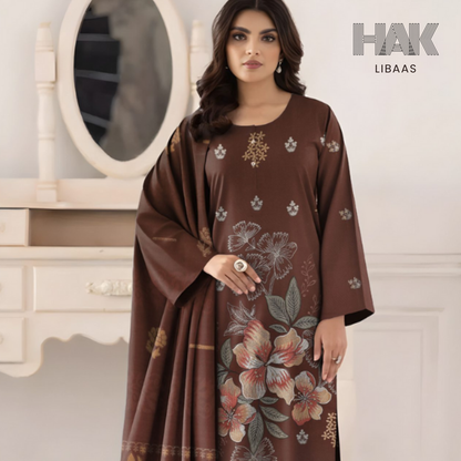 HAK Libaas HK-231A Premium Winter Embroidered 3-Piece Suit for Women