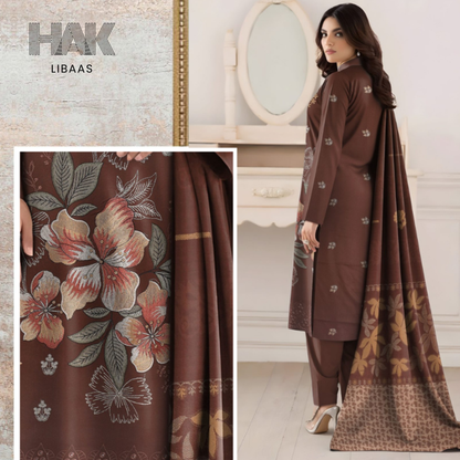 HAK Libaas HK-231A Premium Winter Embroidered 3-Piece Suit for Women