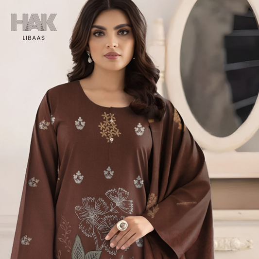 HAK Libaas HK-231A Premium Winter Embroidered 3-Piece Suit for Women