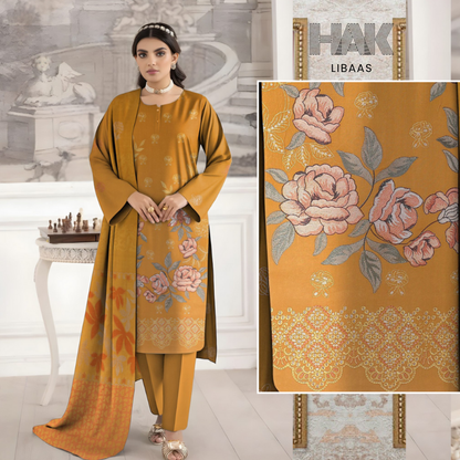 HAK Libaas HK-231B Premium Winter Embroidered 3-Piece Suit for Women