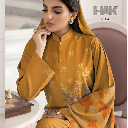 HAK Libaas HK-231B Premium Winter Embroidered 3-Piece Suit for Women