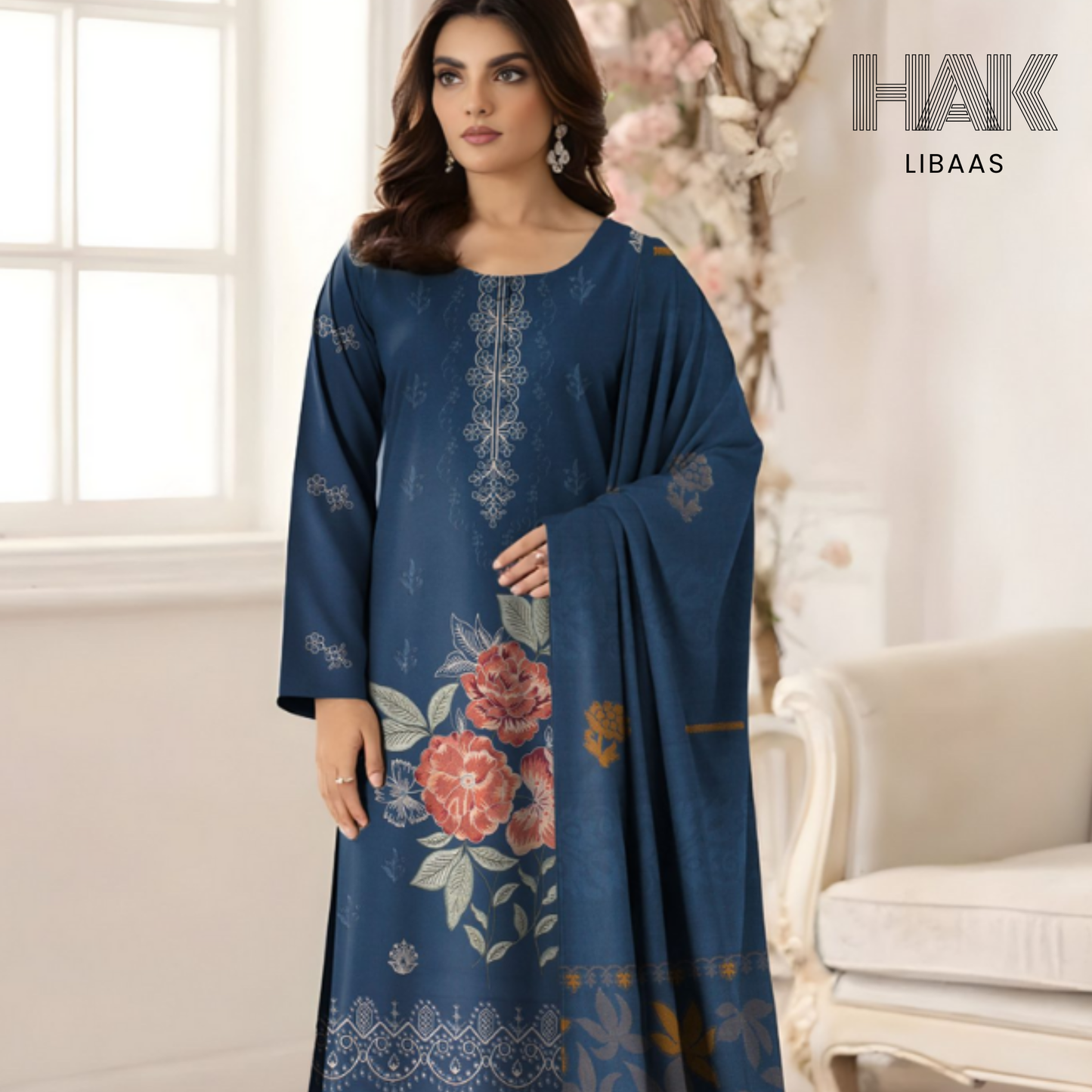 HAK Libaas HK-231C Premium Winter Embroidered 3-Piece Suit for Women