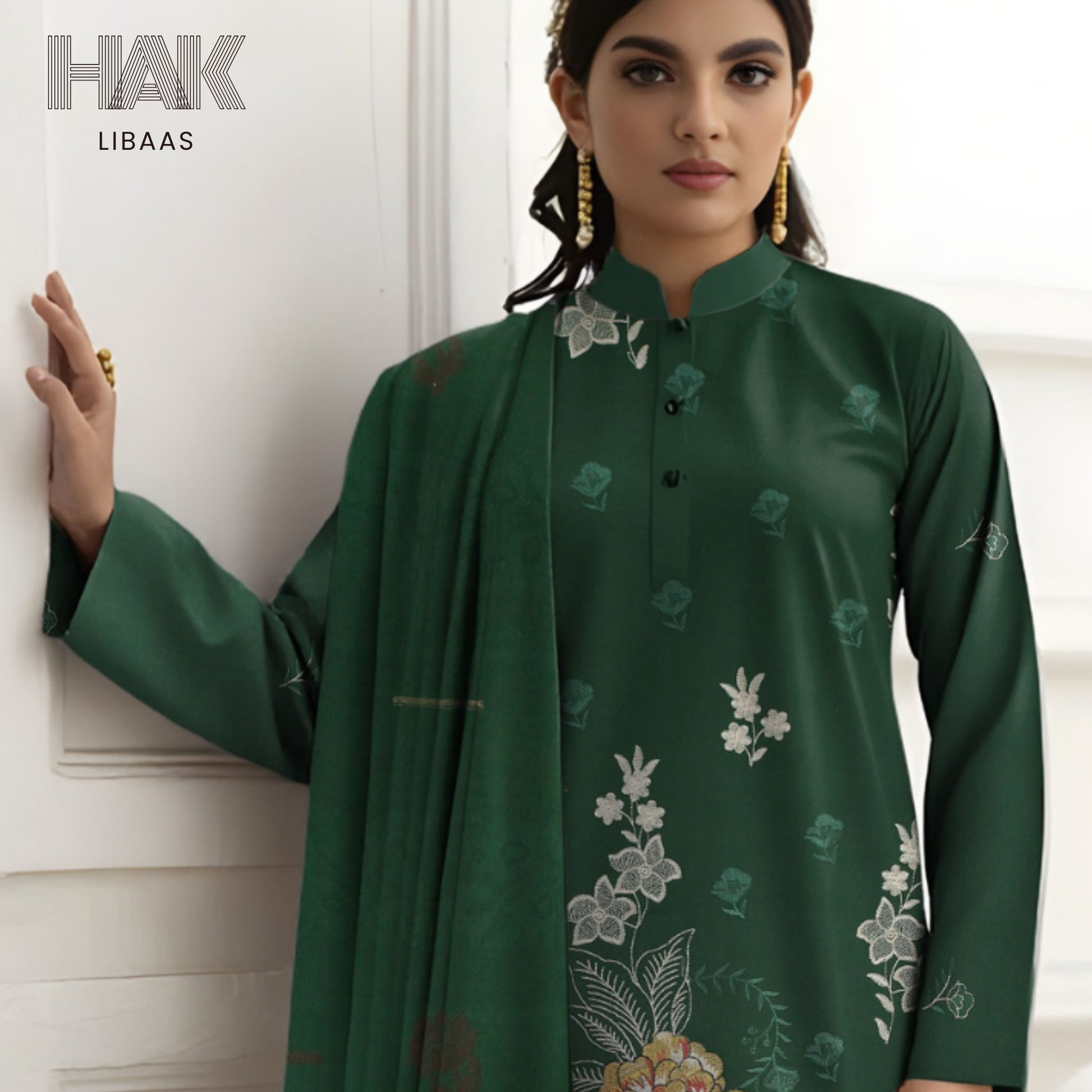 HAK Libaas HK-231D Premium Winter Embroidered 3-Piece Suit for Women