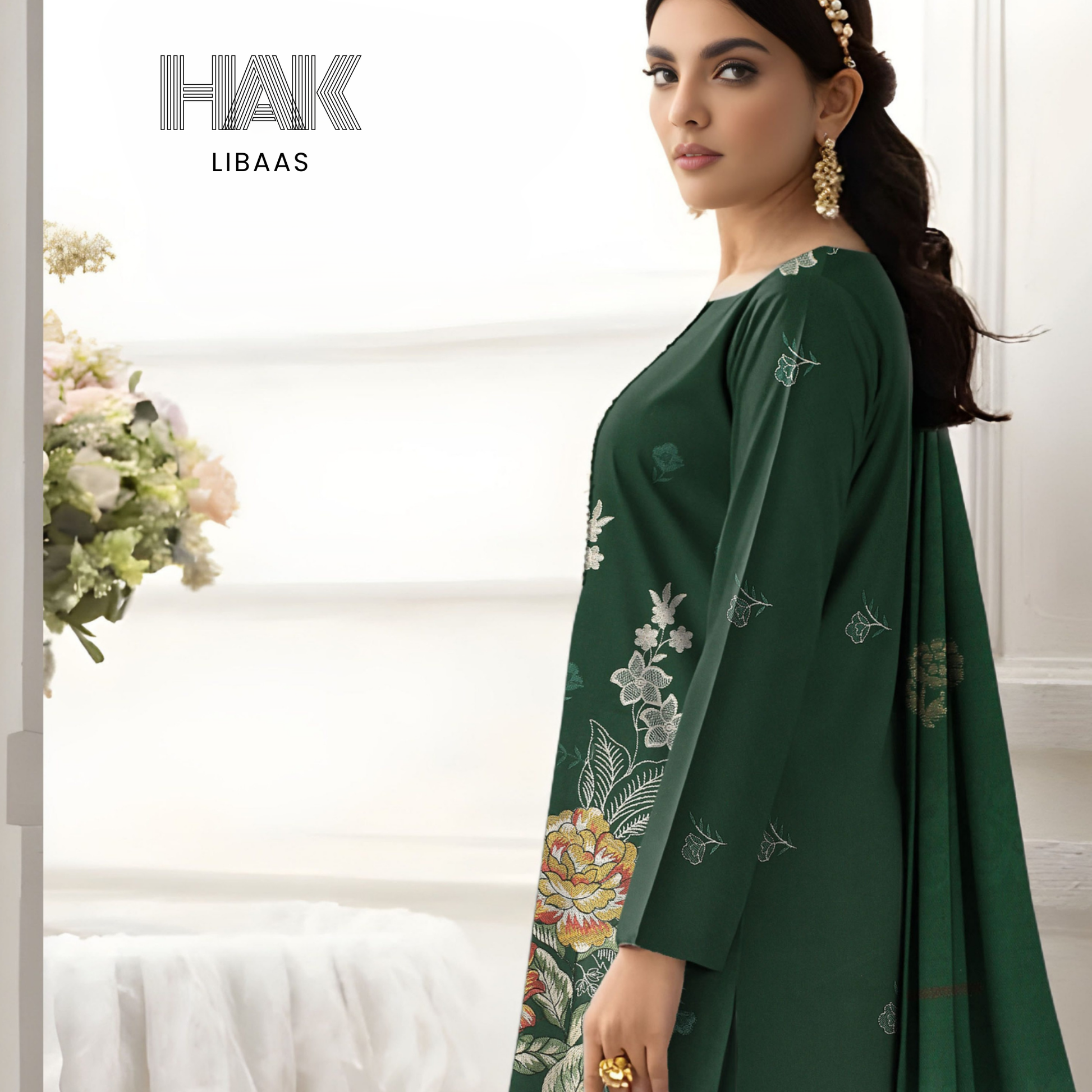 HAK Libaas HK-231D Premium Winter Embroidered 3-Piece Suit for Women