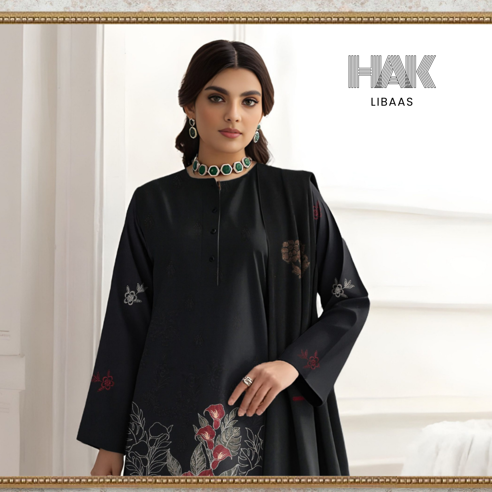 HAK Libaas HK-231E Premium Winter Embroidered 3-Piece Suit for Women
