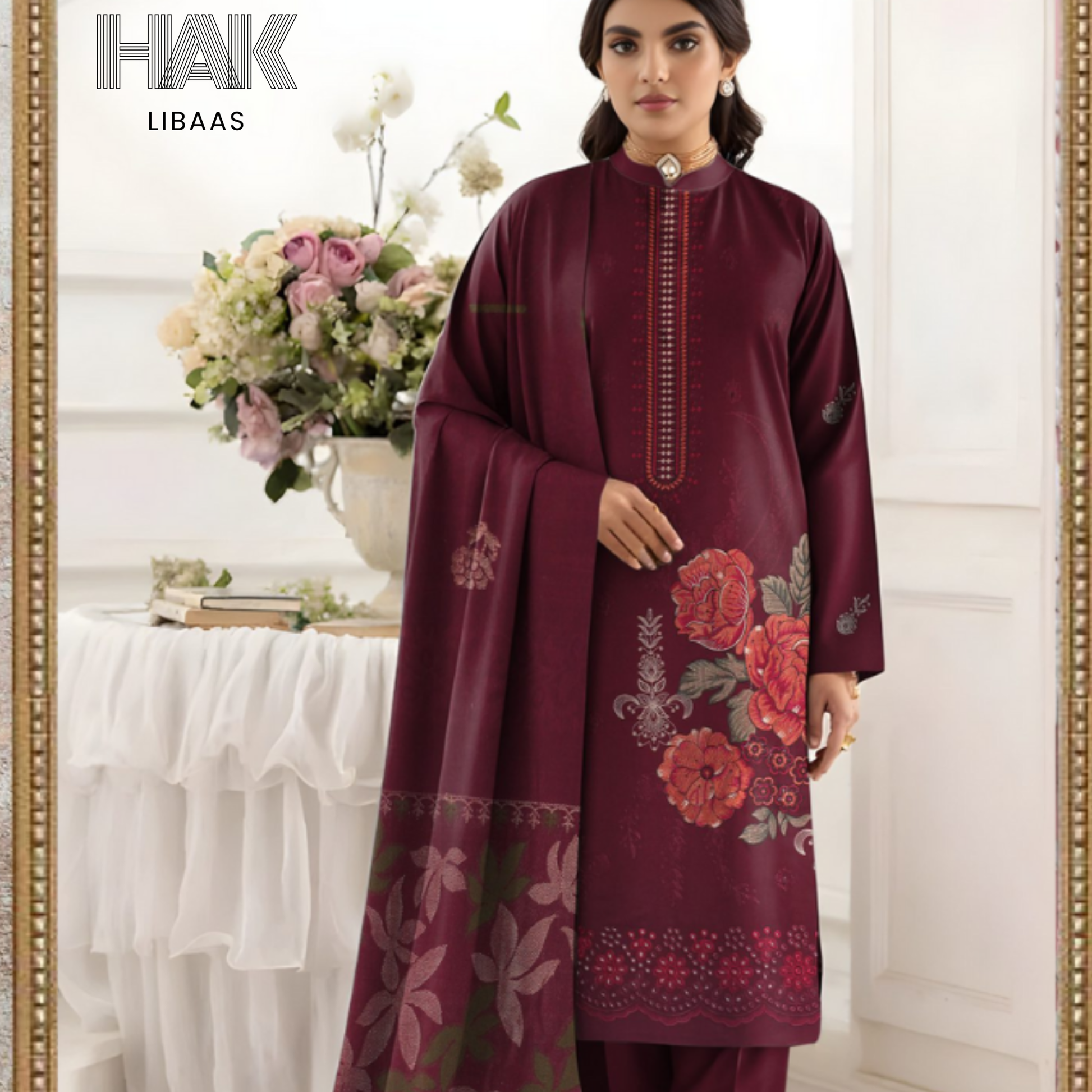 HAK Libaas HK-231F Premium Winter Embroidered 3-Piece Suit for Women