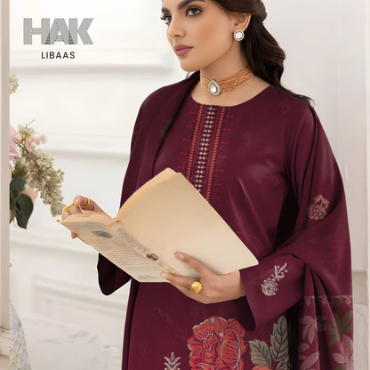 HAK Libaas HK-231F Premium Winter Embroidered 3-Piece Suit for Women