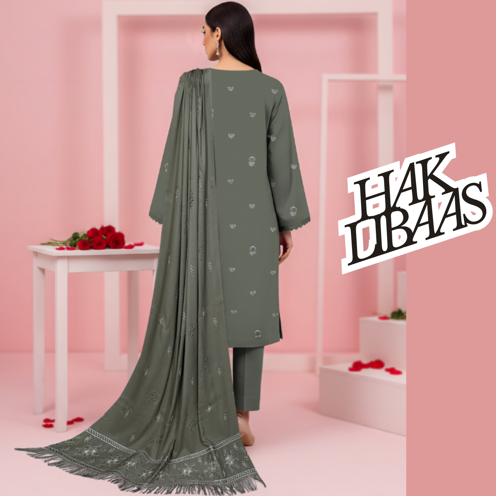 SF-201A – Premium Embroidered Dhanak Suit for Winter by HAK Libaas