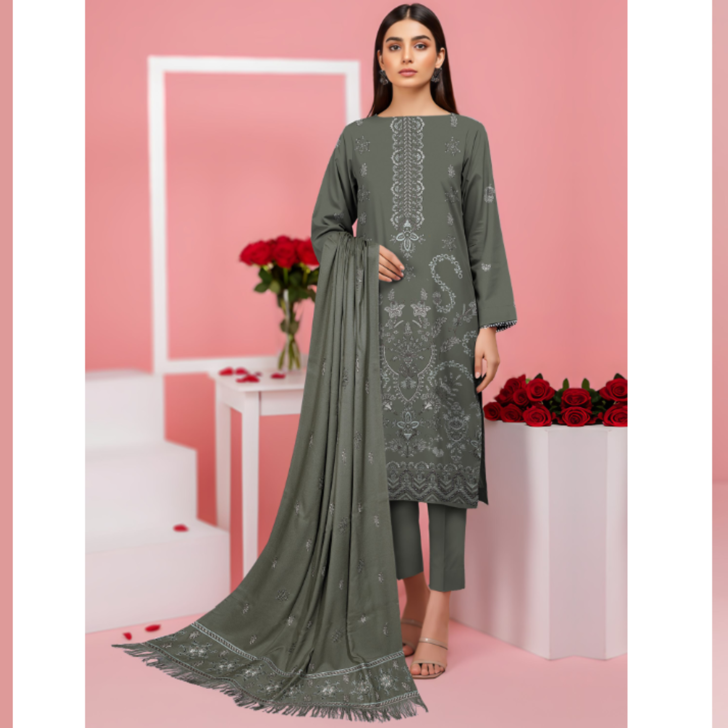 SF-201A – Premium Embroidered Dhanak Suit for Winter by HAK Libaas