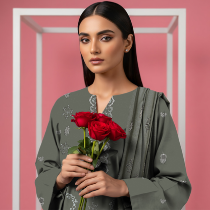 SF-201A – Premium Embroidered Dhanak Suit for Winter by HAK Libaas