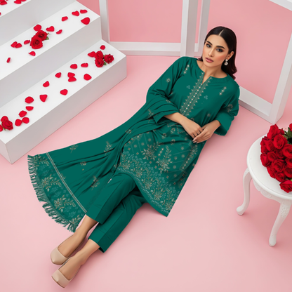 SF-201B – Premium Embroidered Dhanak Suit for Winter by HAK Libaas