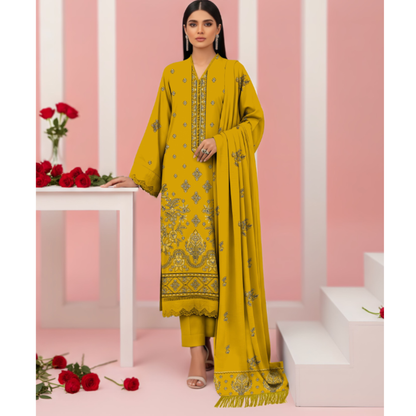 Premium Embroidered Dhanak Suit – Unstitched Winter Collection | SF-201D
