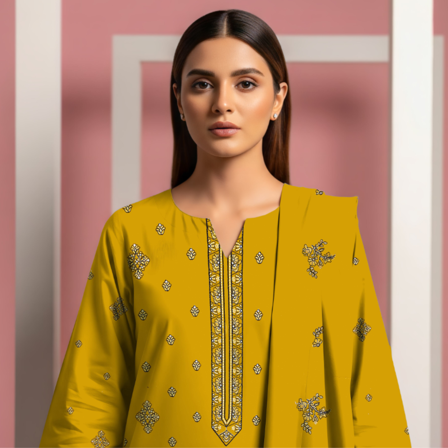 Premium Embroidered Dhanak Suit – Unstitched Winter Collection | SF-201D