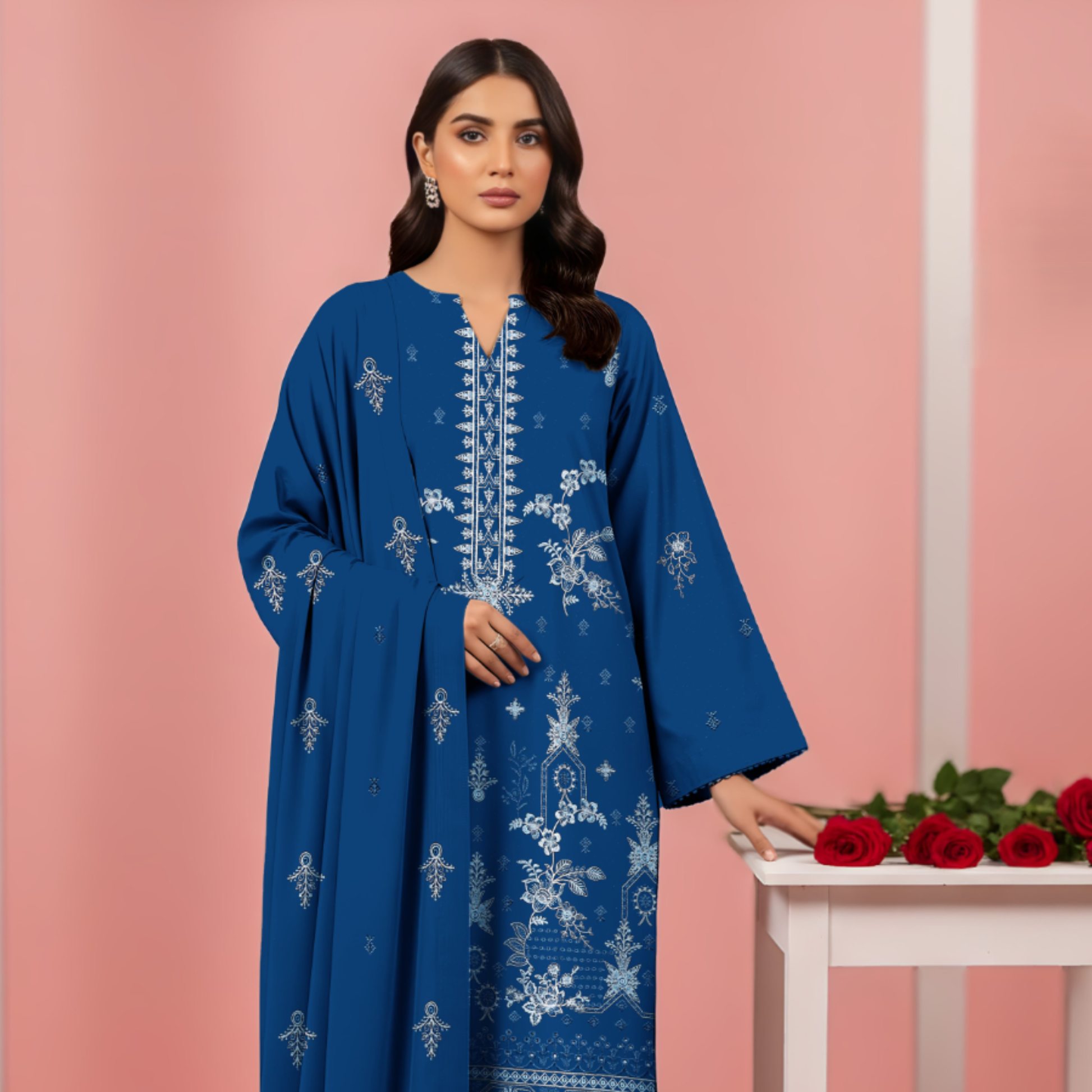 SF-201F – Premium Embroidered Dhanak Suit for Winter by HAK Libaas