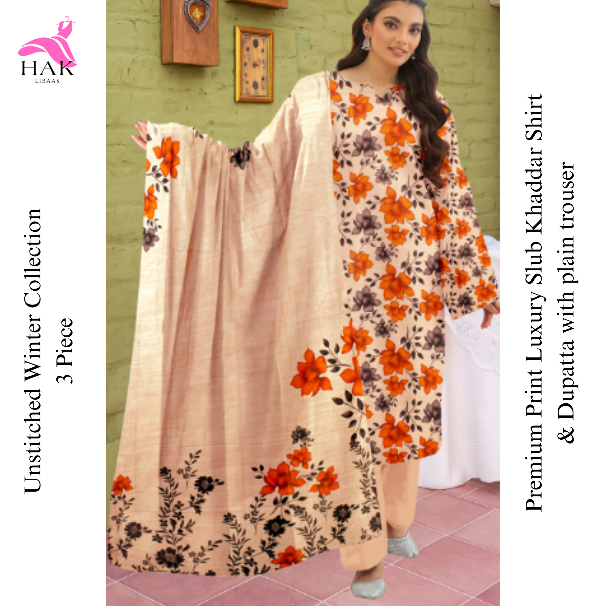 HAK Libaas Sapphire Inspired 3-Piece Slub Khaddar Suit HK-221