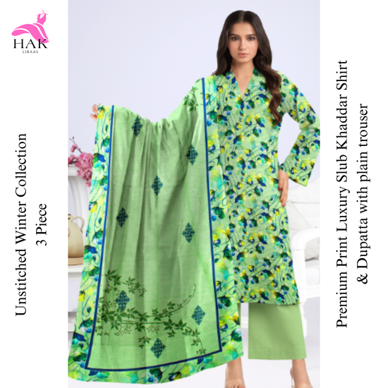 HAK Libaas Sapphire Inspired 3-Piece Slub Khaddar Suit HK-226