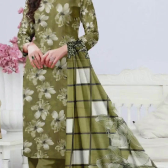 HAK Libaas Sapphire Inspired 3-Piece Slub Khaddar Suit HK-225
